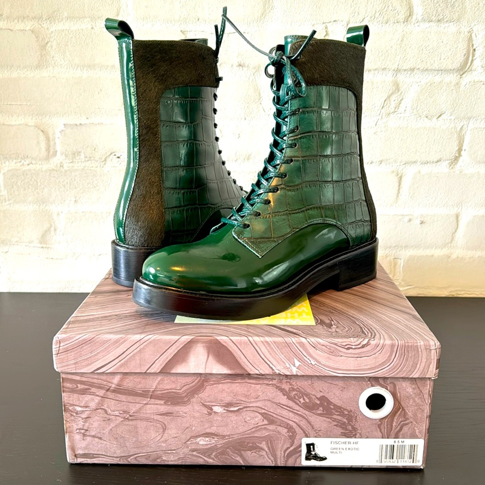 Jeffrey Campbell Fisher-HF Dark Green Combat Boot *NEW*